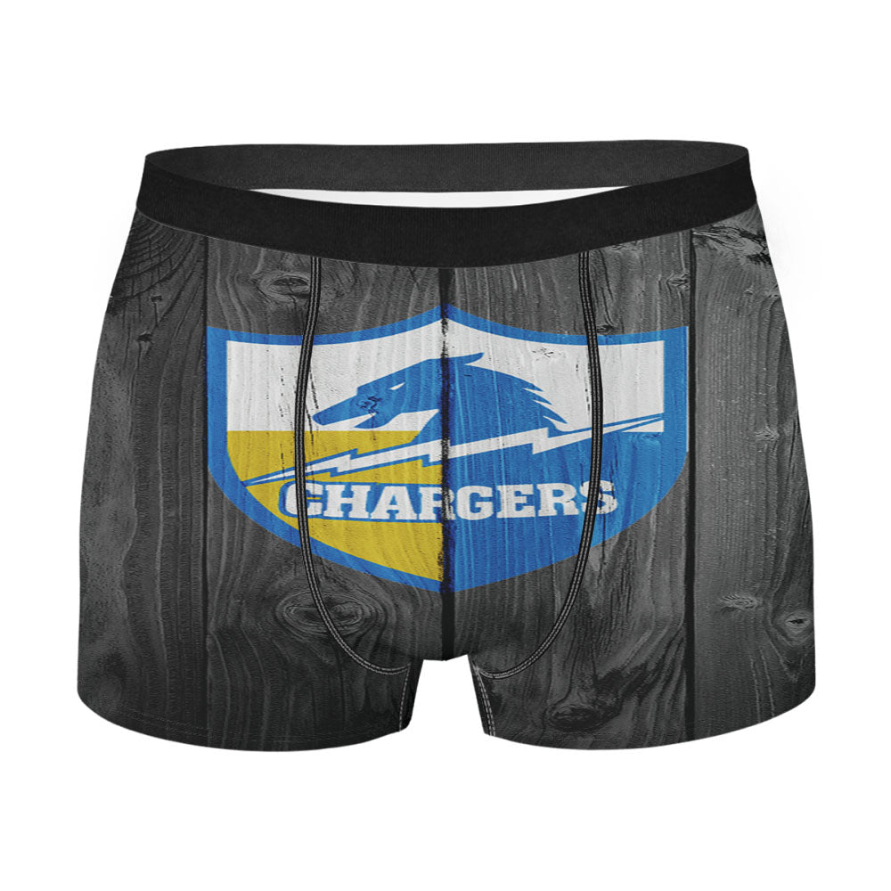 Old Los Angeles Chargers Nfl Logo Dark Wood Wallpaper Men'S Boxer Briefs