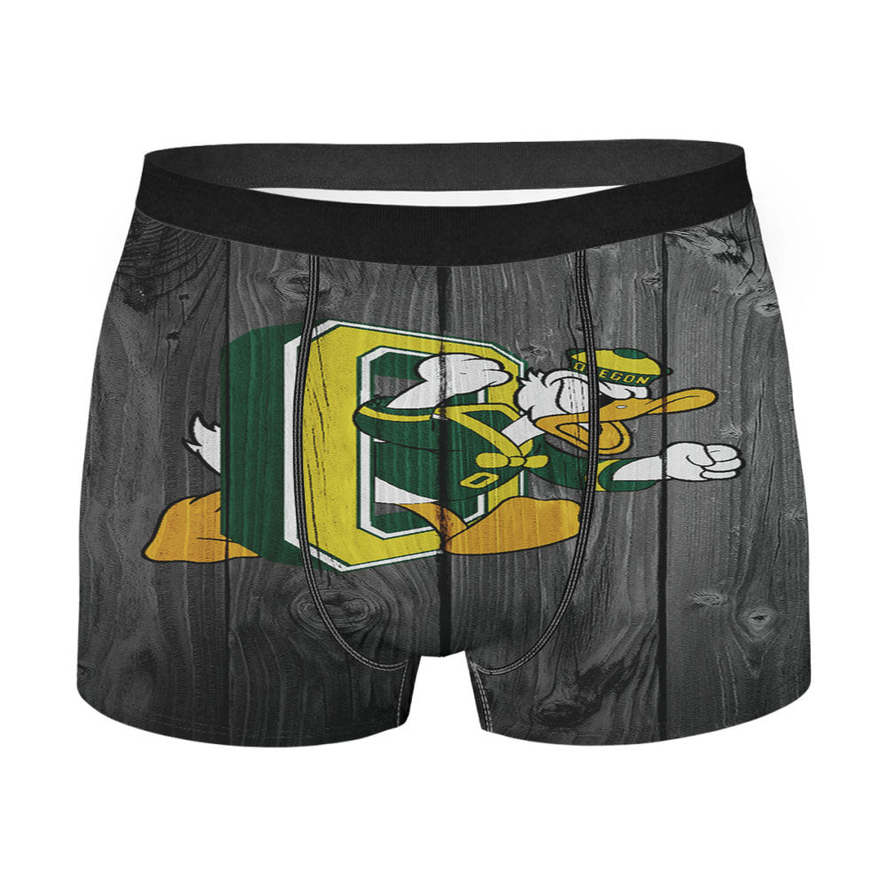 Oregon Ducks University Nfl Logo Dark Wood Wallpaper Men'S Boxer Briefs