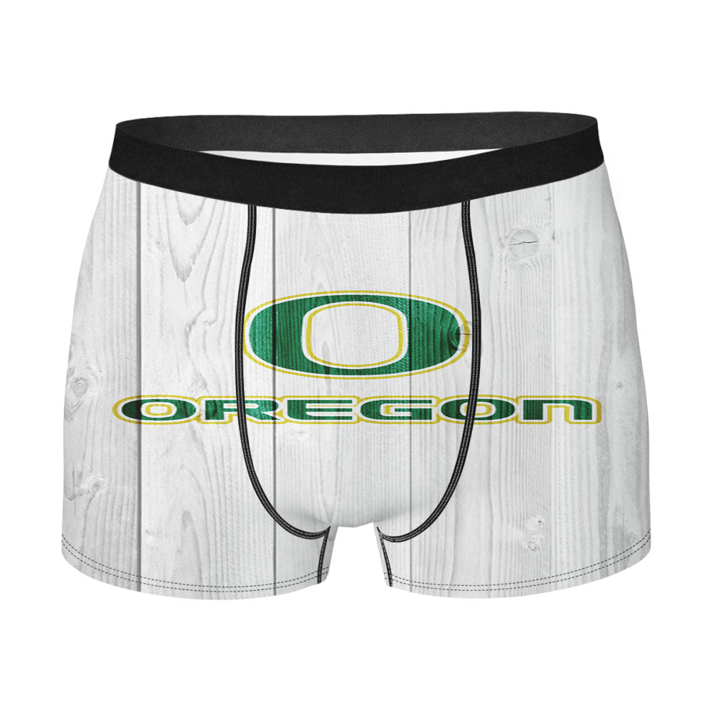 Oregon Ducks University Nfl Logo White Wood Wallpaper Men'S Boxer Briefs