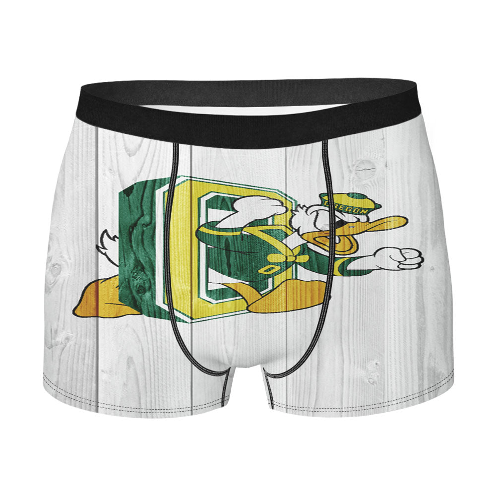 Oregon Ducks University Nfl Logo White Wood Wallpaper 2 Men'S Boxer Briefs