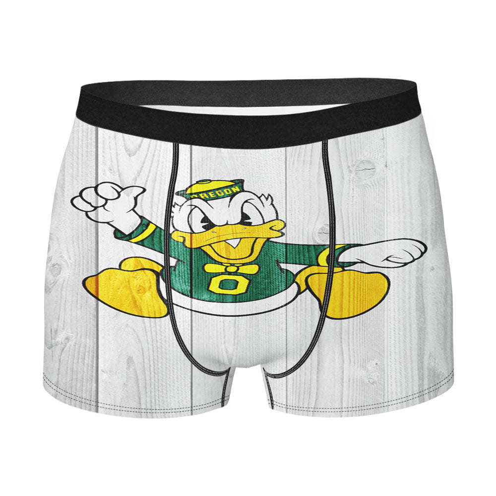 Oregon Ducks University Nfl Logo White Wood Wallpaper 3 Men'S Boxer Briefs