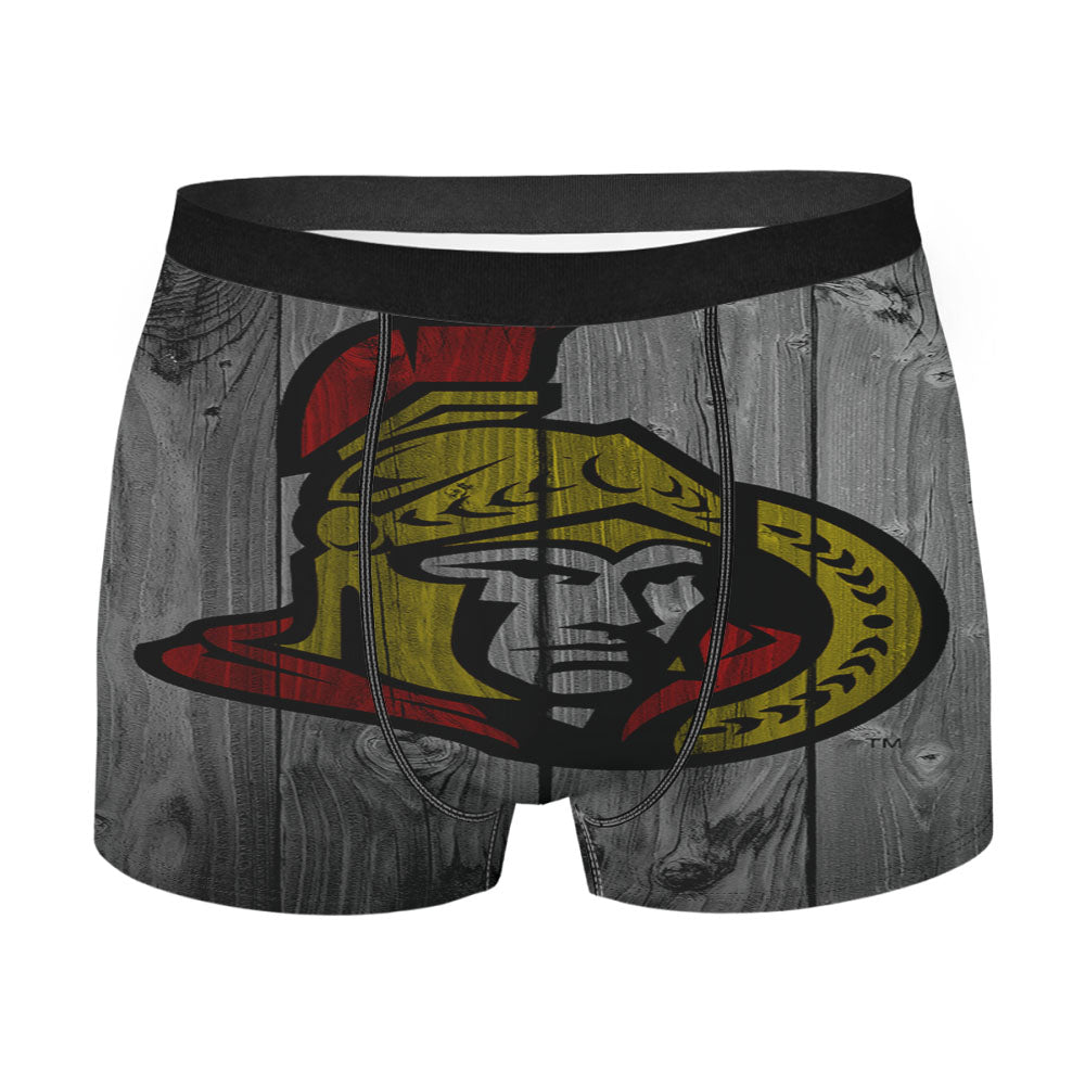 Ottawa Senators Nhl Wood Logo Dark Wood Wallpaper Men'S Boxer Briefs