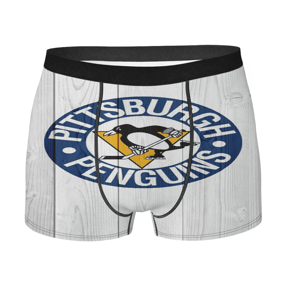 Pittsburgh Penguins Nhl Logo Wood Wallpaper Men'S Boxer Briefs