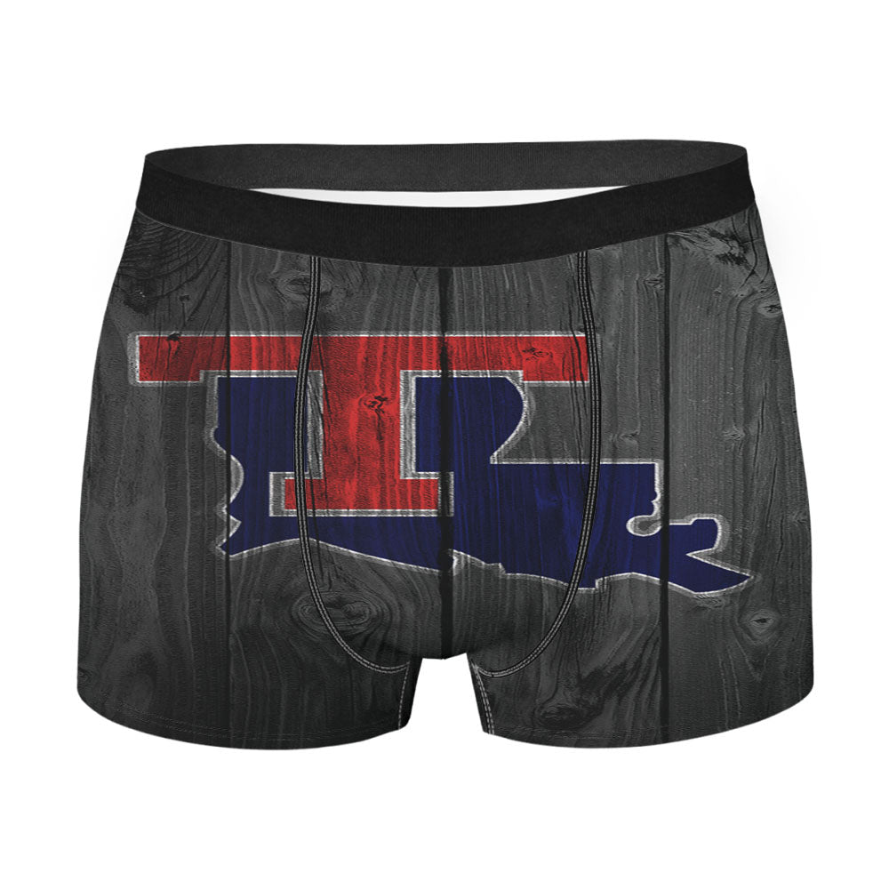 Red Texas Logo Dark Wood Wallpaper Men'S Boxer Briefs