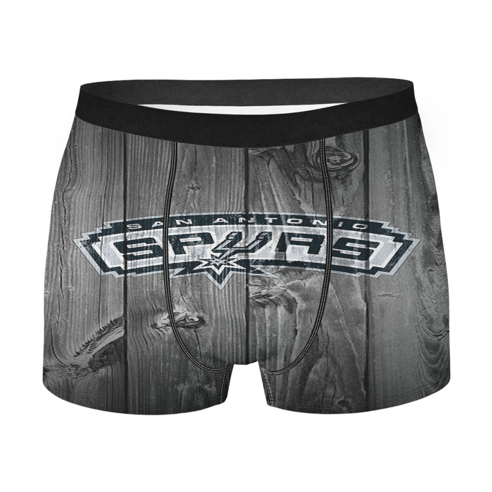San Antonio Spurs Nba Logo Dark Wood Wallpaper Men'S Boxer Briefs
