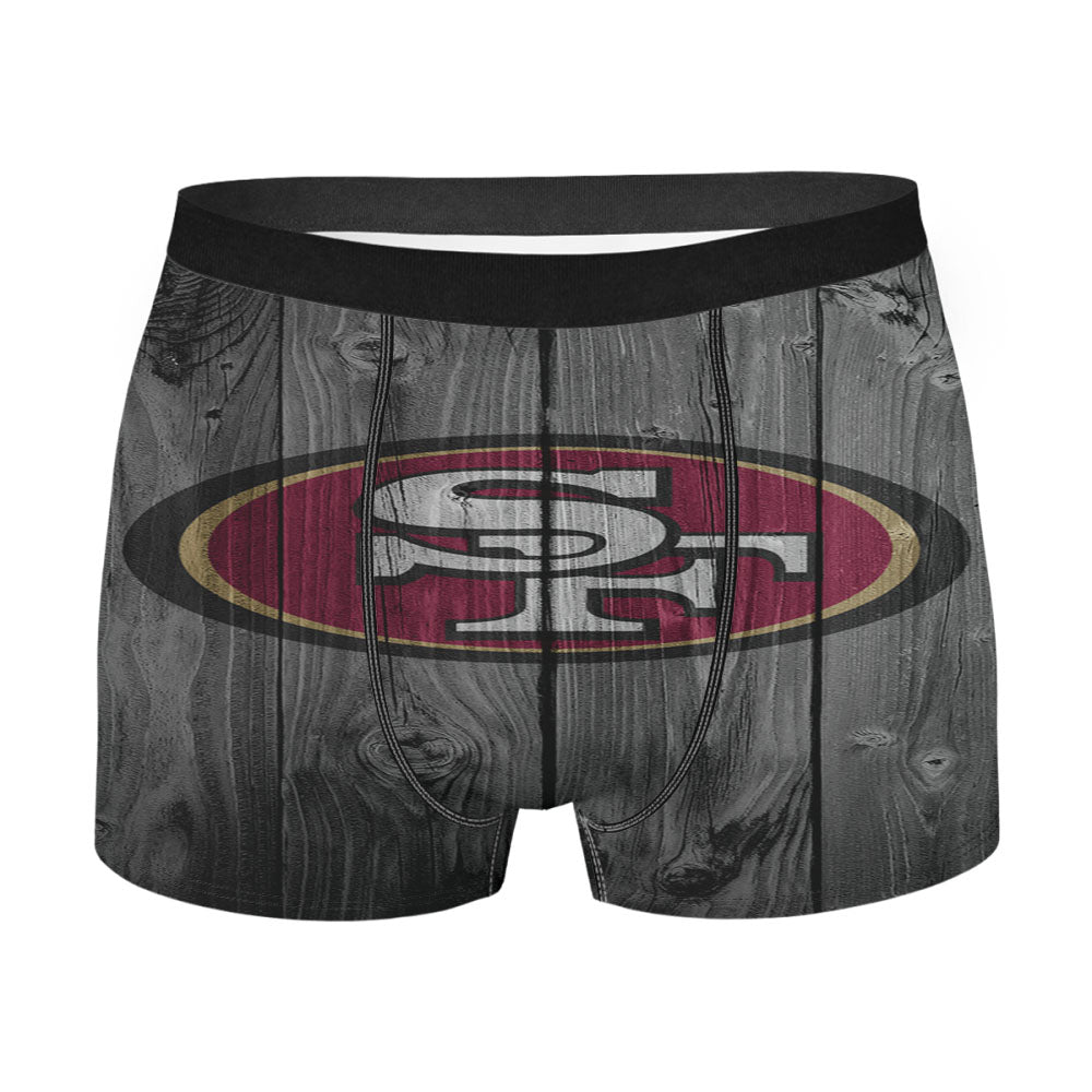 San Francisco 49Ers Nfl Wood Logo Dark Wood Wallpaper Men'S Boxer Briefs