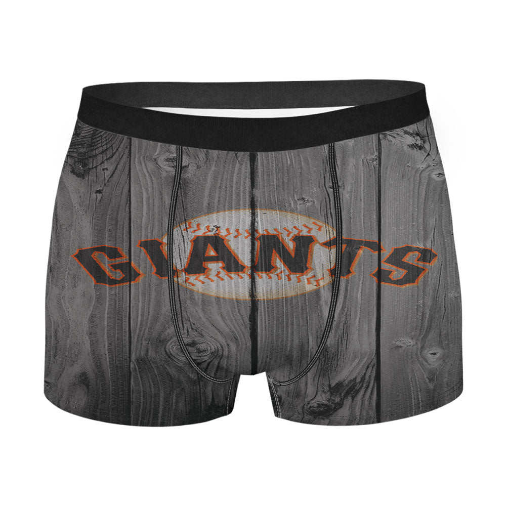 San Francisco Giants Mlb Logo Dark Wood Wallpaper Men'S Boxer Briefs
