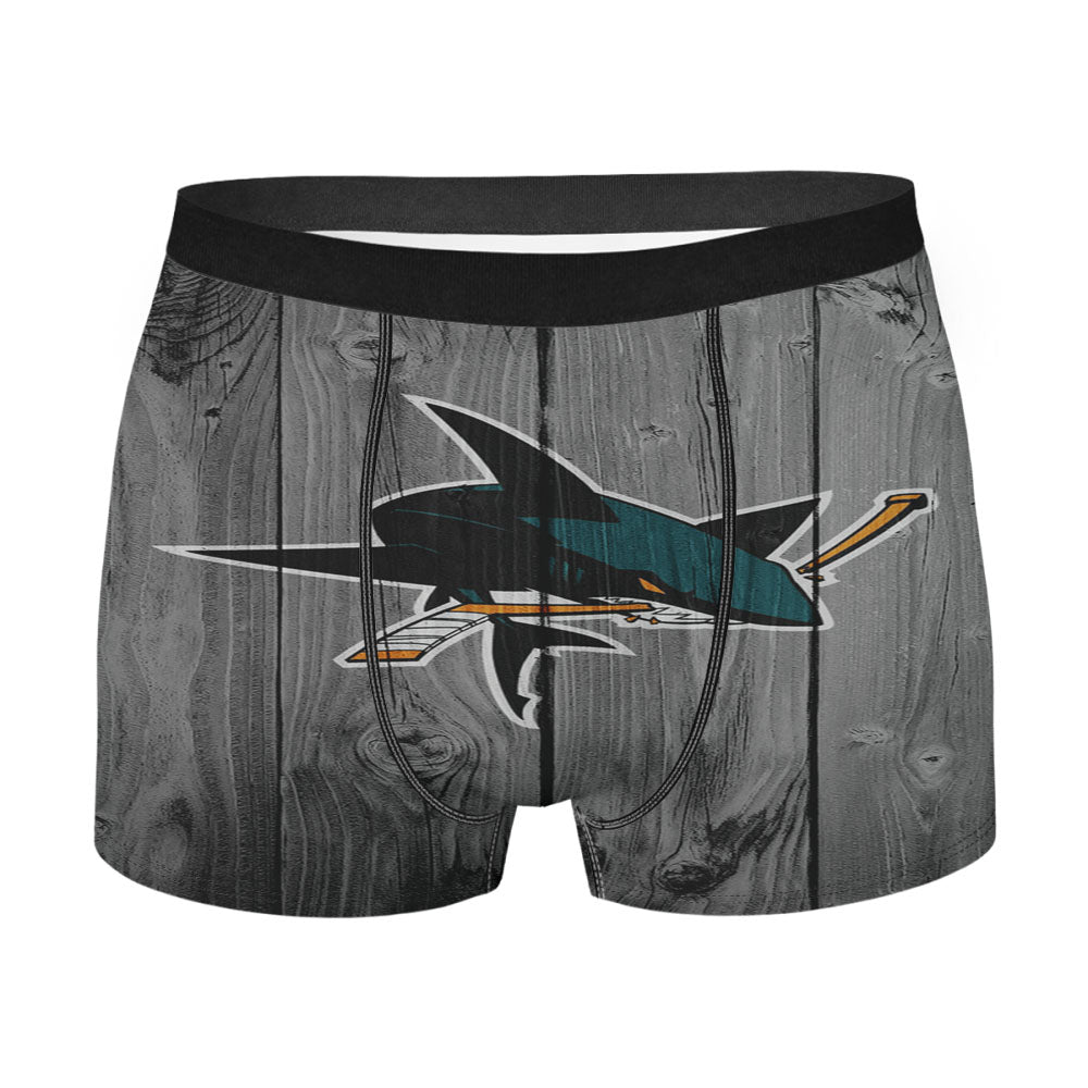 San Jose Sharks Nhl Logo Dark Wood Wallpaper Men'S Boxer Briefs