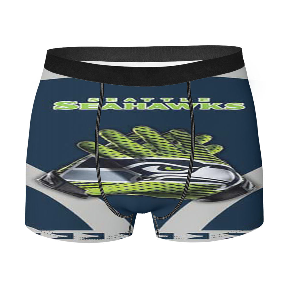 Seattle Seahawks Gloves Blue Grey Men'S Boxer Briefs