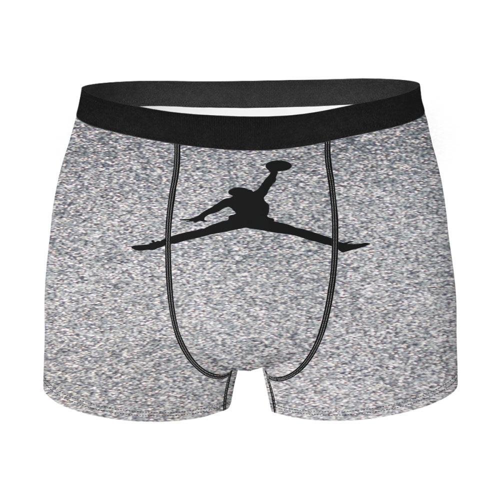 Silver Glitter Air Jordan Logo Men'S Boxer Briefs