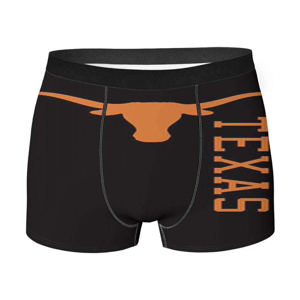 Texas Longhorns Orange On Black Men'S Boxer Briefs