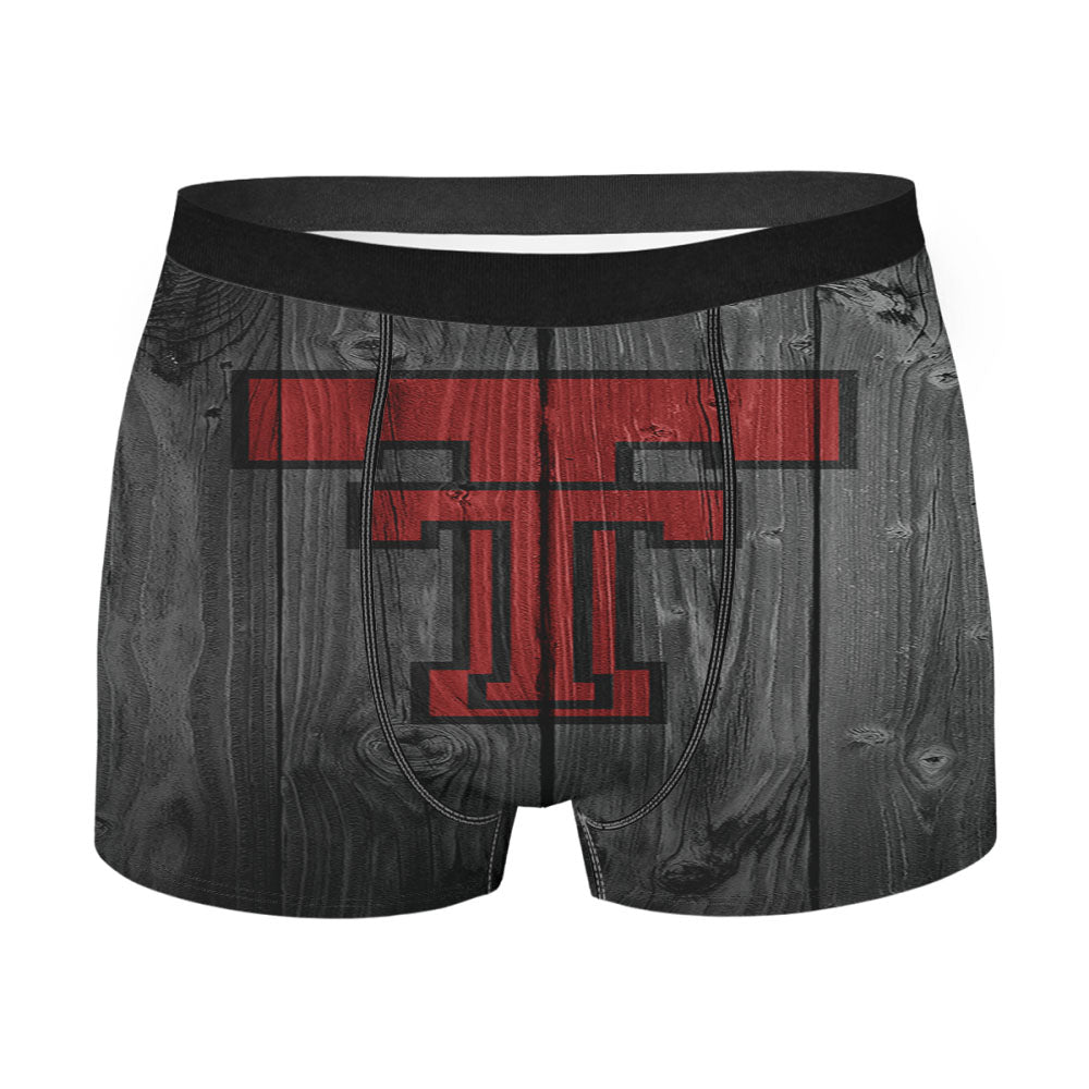 Texas Tech Red Raiders University Logo Dark Wood Wallpaper Men'S Boxer Briefs