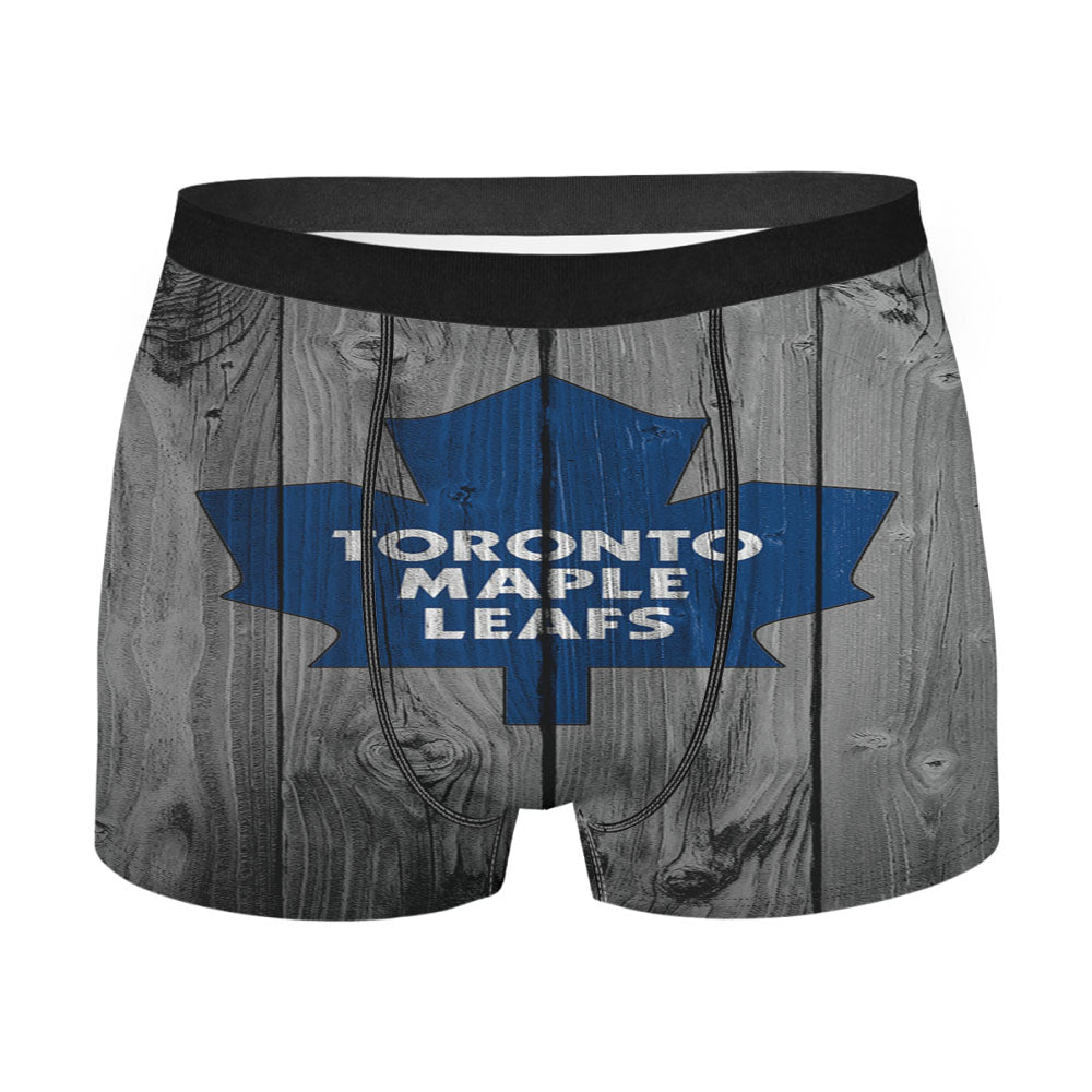 Toronto Maple Leafs Nhl Logo Dark Wood Wallpaper Men'S Boxer Briefs