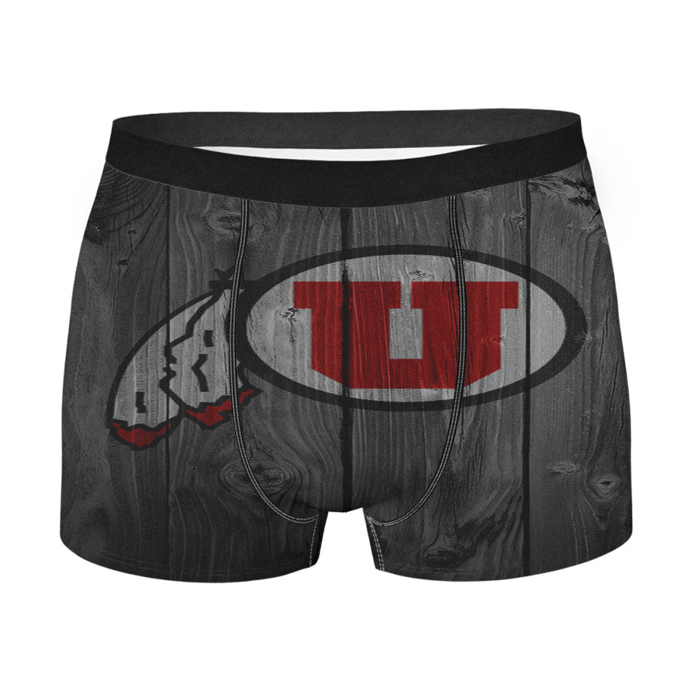 Utah University Logo Dark Wood Wallpaper Men'S Boxer Briefs