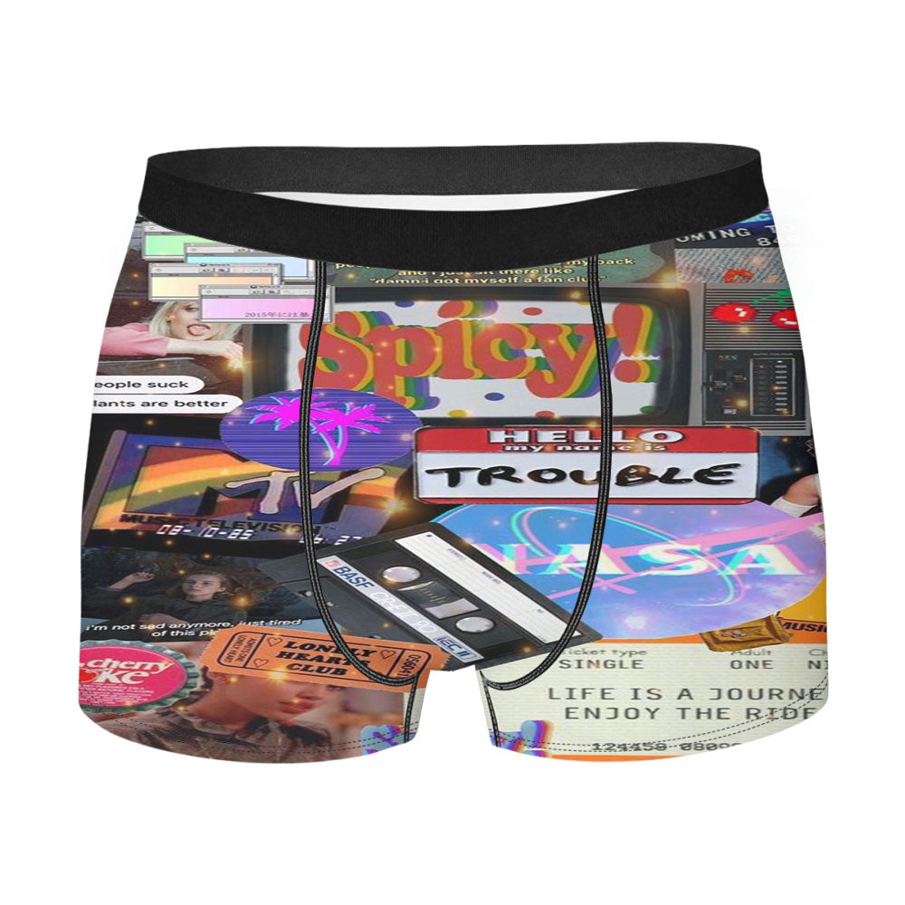 Vhs 80S Vintage Collage Pattern Men'S Boxer Briefs