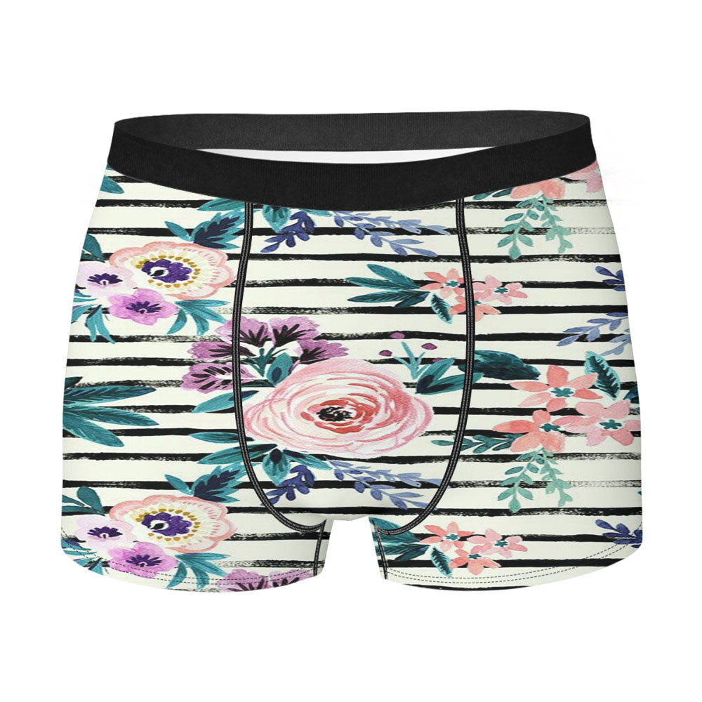 Victoria Floral Stripe Men'S Boxer Briefs