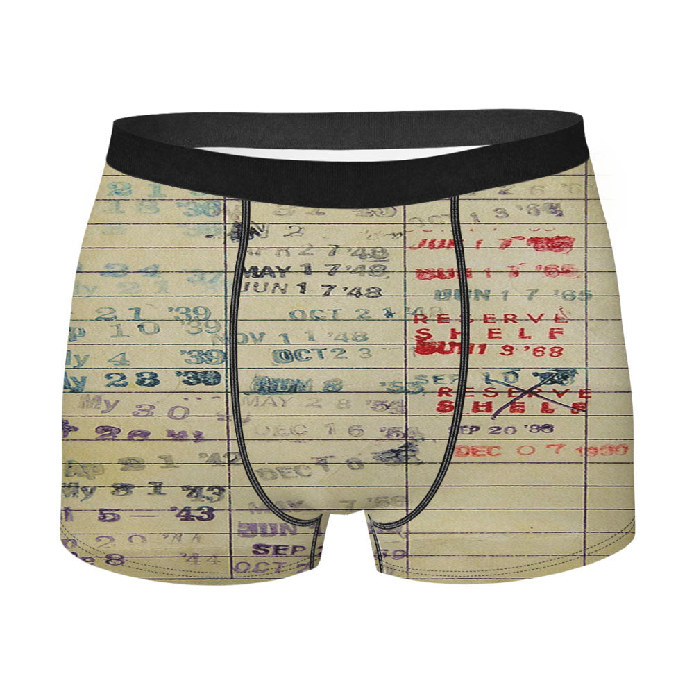 Vintage Library Card Date Due Men'S Boxer Briefs