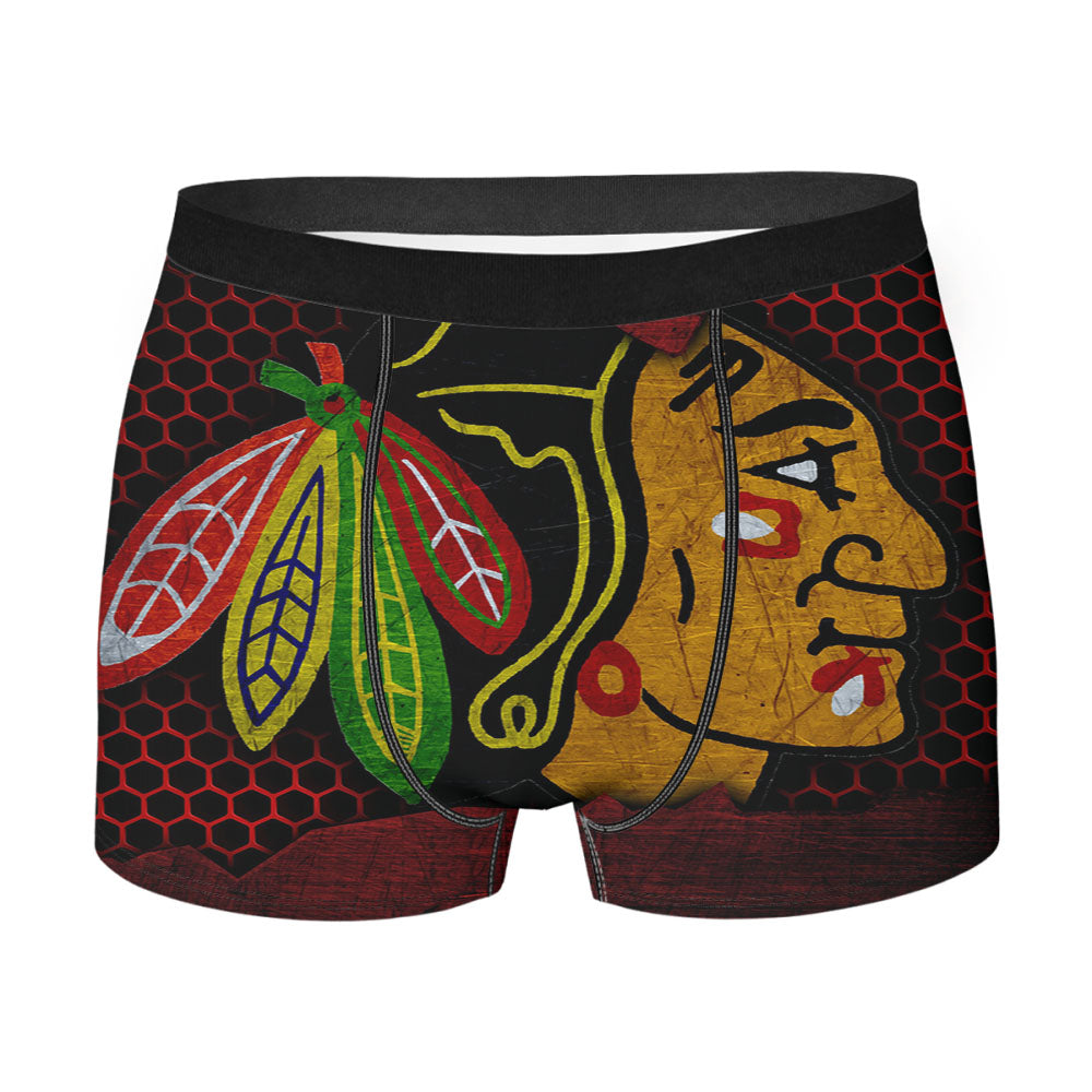 Wallpaper Sport Logo Nhl Hockey Chicago Blackhawks Men'S Boxer Briefs