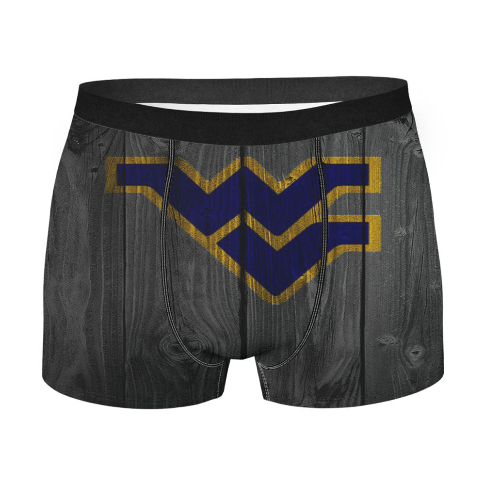 West Virginia Football Logo Logo Dark Wood Wallpaper Men'S Boxer Briefs
