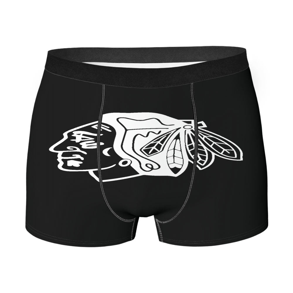 White Black Chicago Blackhawks Logo Men'S Boxer Briefs