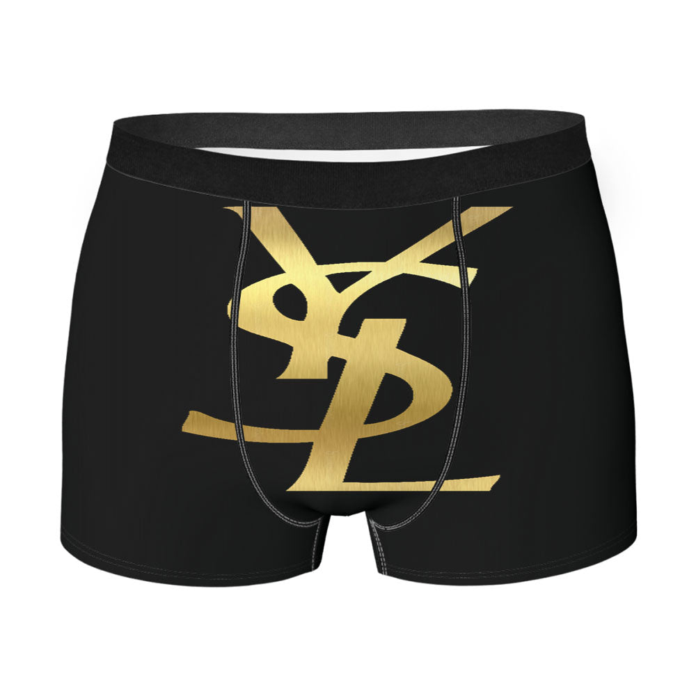 Yves Saint Laurent Ysl Black Gold Logo Men'S Boxer Briefs