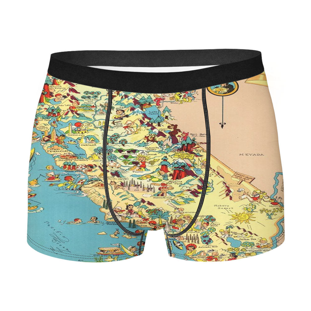 190 Vintage California State Map Men'S Boxer Briefs