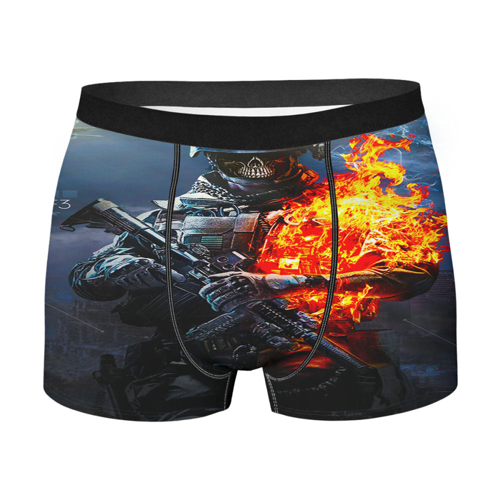 Battlefield Skull Fire Men'S Boxer Briefs