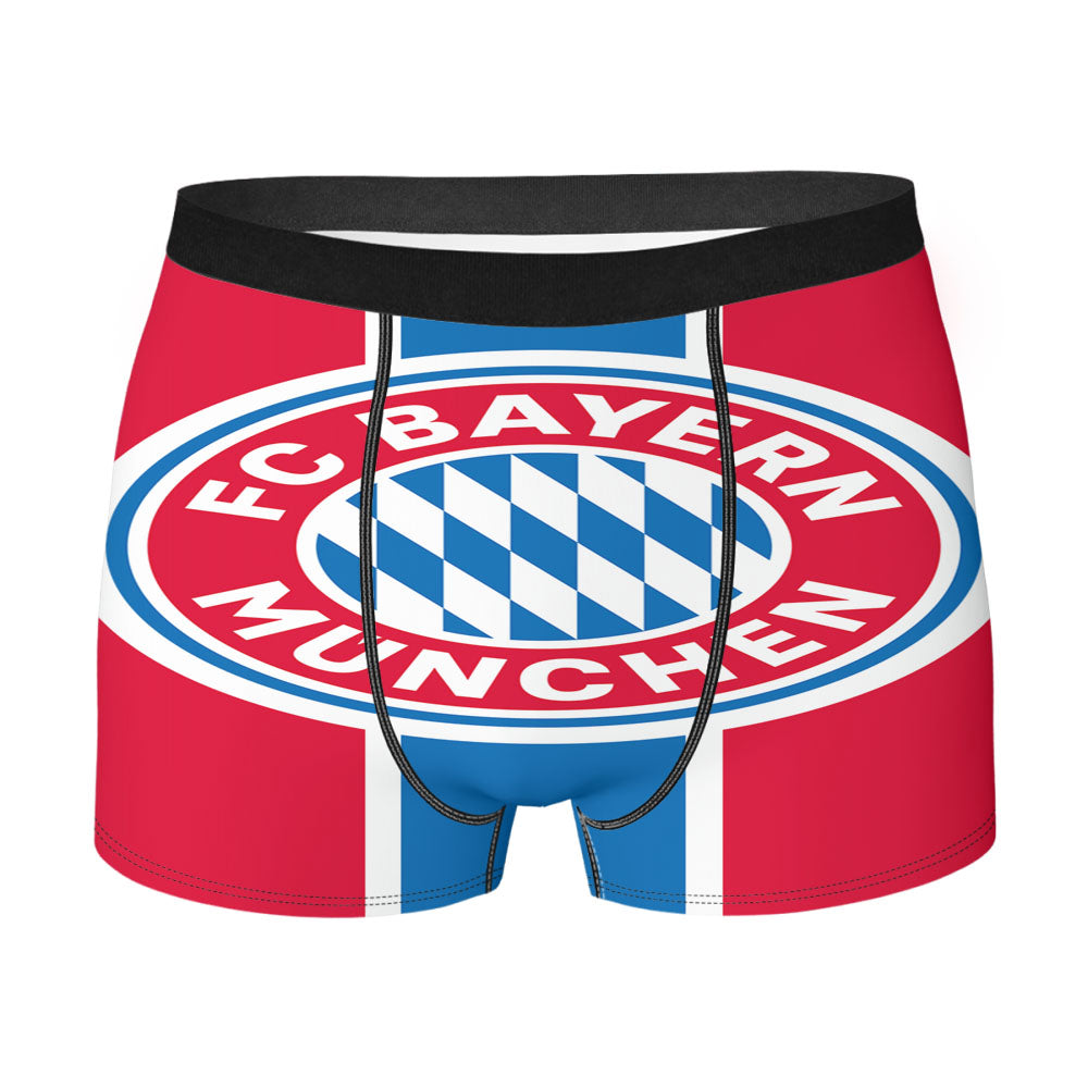 Bayern Munchen Fc Red Blue Stripe Logo Men'S Boxer Briefs