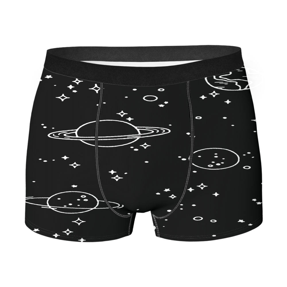 Black Space Solar System Universe Planet Stars Men'S Boxer Briefs