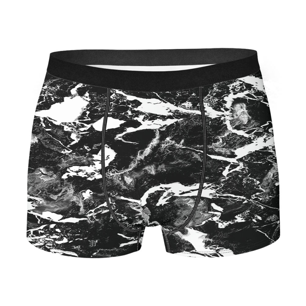 Black White Abstract Marble Men'S Boxer Briefs