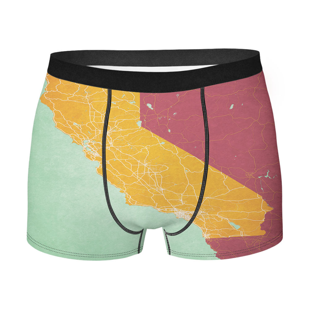 California Map Art Print Men'S Boxer Briefs