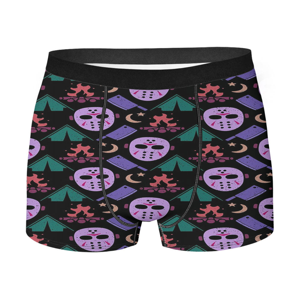 Camping With Jason Voorhees Friday The 1 Pattern Men'S Boxer Briefs