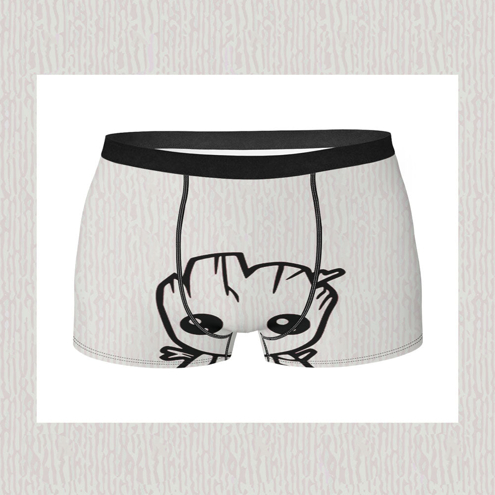 Cute Baby Groot Wooden Fiber Men'S Boxer Briefs