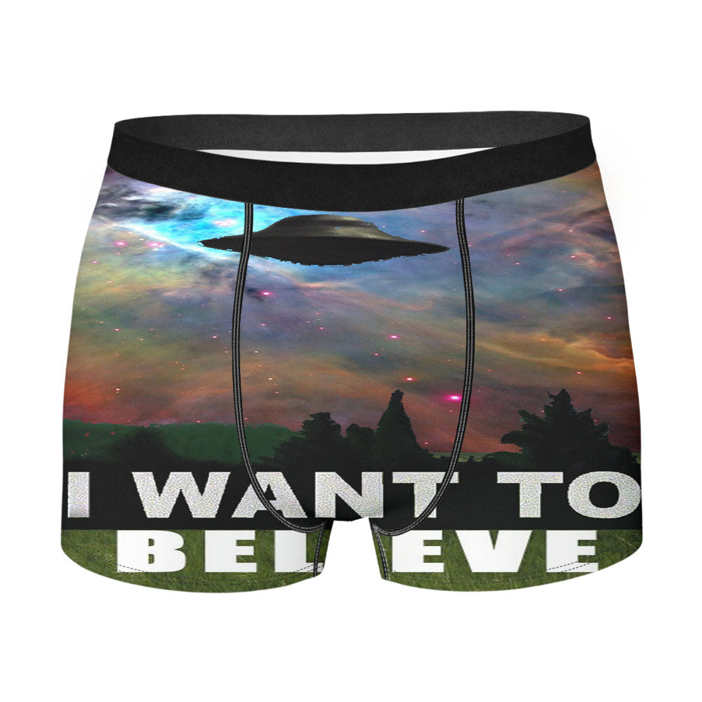 I Want To Belive X-File Movie Nebula Space Men'S Boxer Briefs