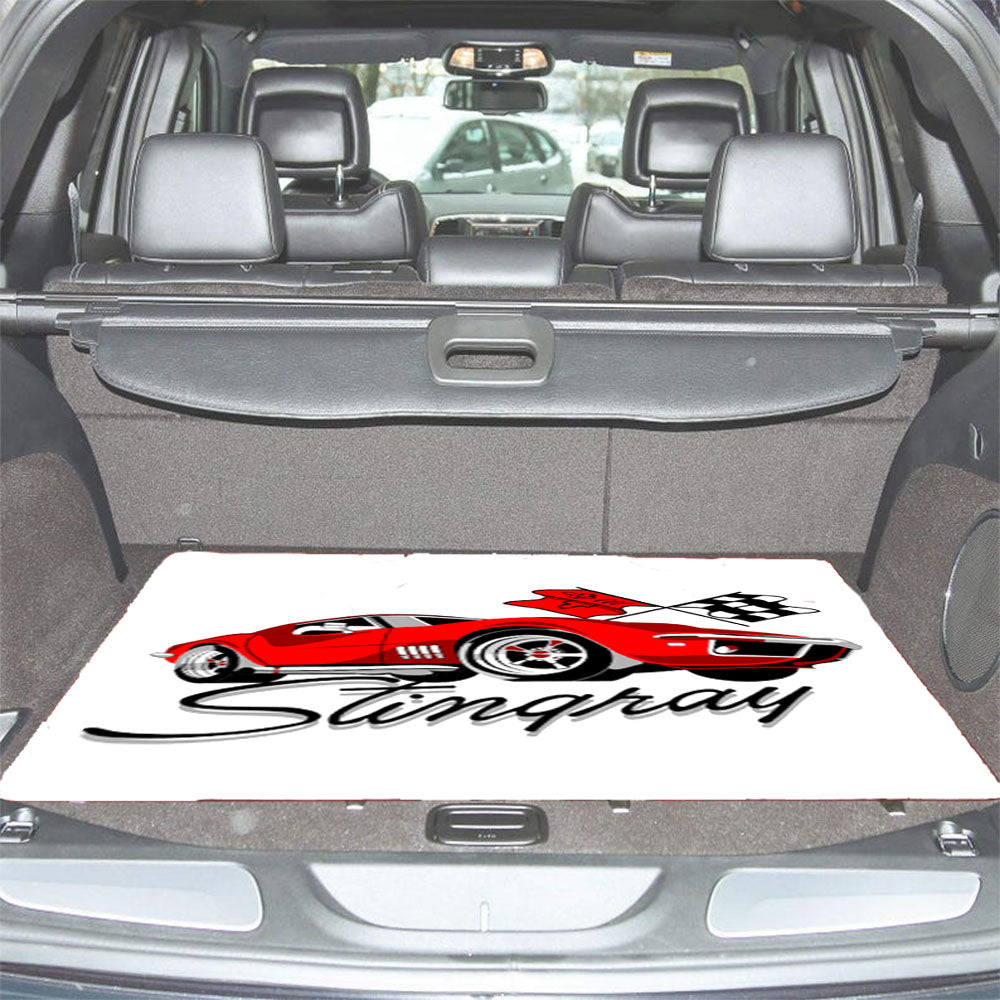 Chevy Red Car Cartoon Car Trunk Mat Non Slip