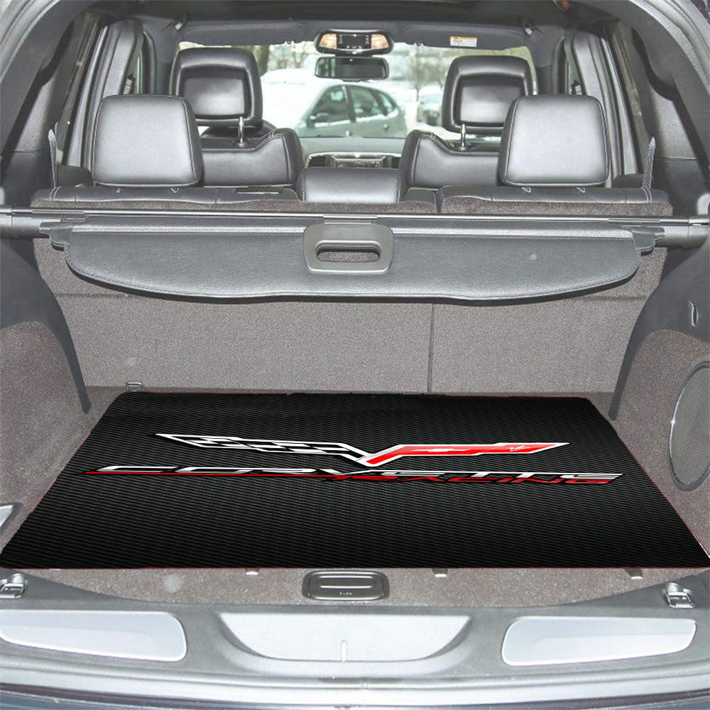 Corvette Chevy Racing Carbon Logo Car Trunk Mat Non Slip