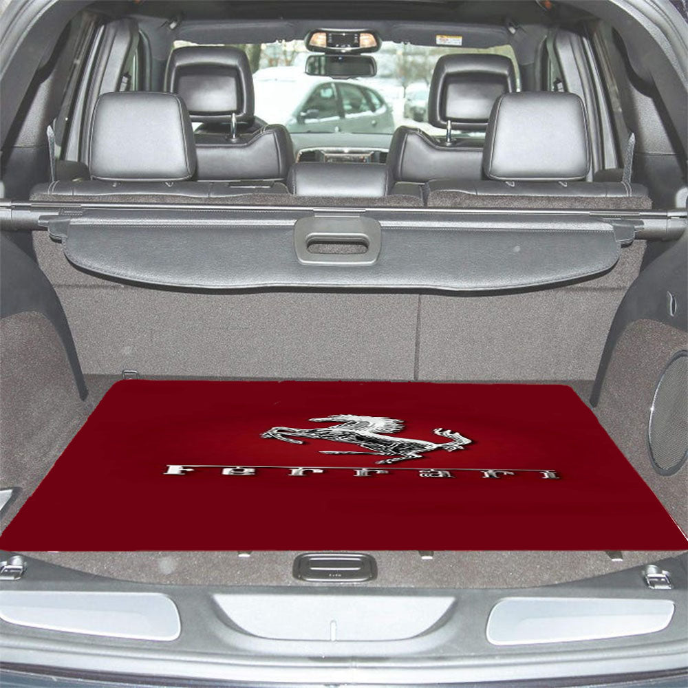 Ferrari In Red Background Car Trunk Mat Non Slip