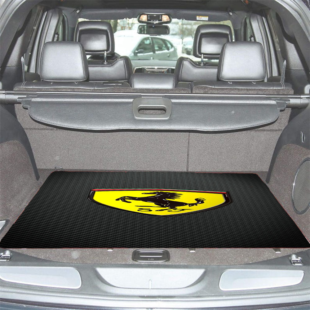 Ferrari Logo Carbon Fiber Car Trunk Mat Non Slip