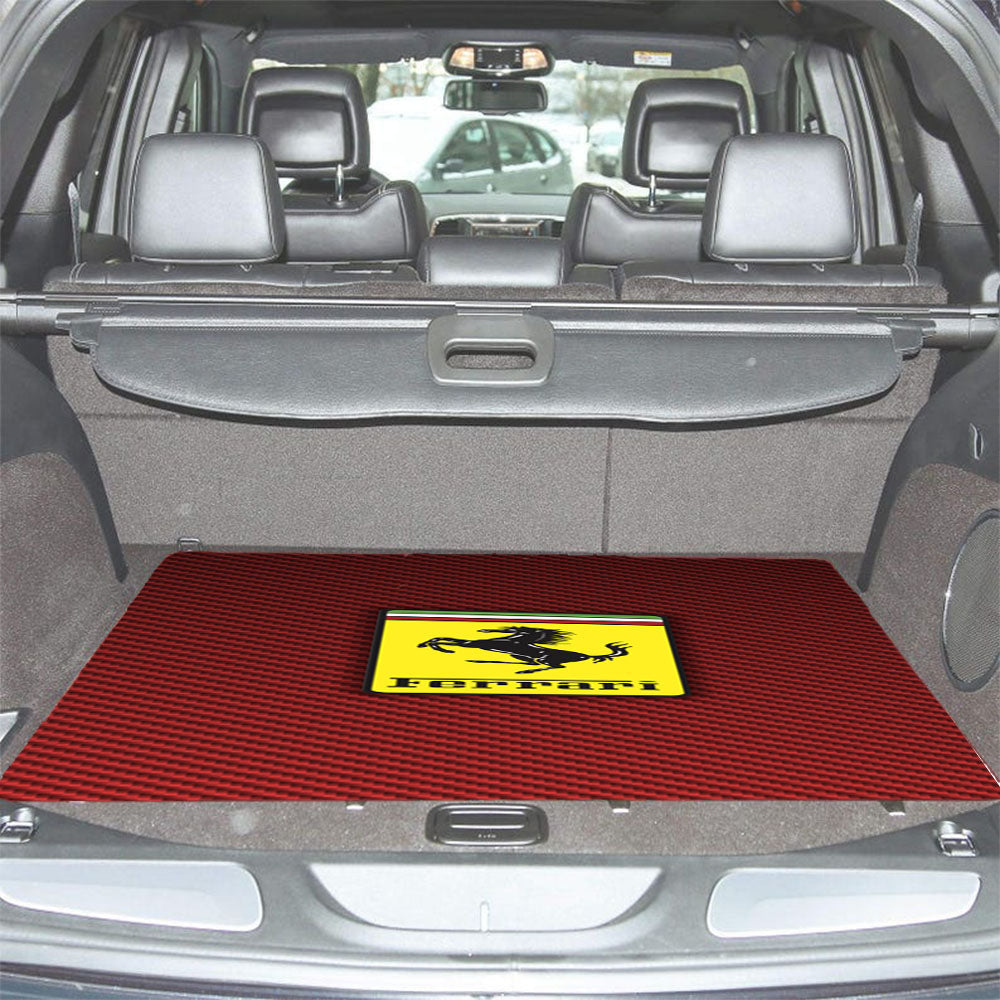 Ferrari Red Carbon Fiber Car Trunk Mat Non Slip