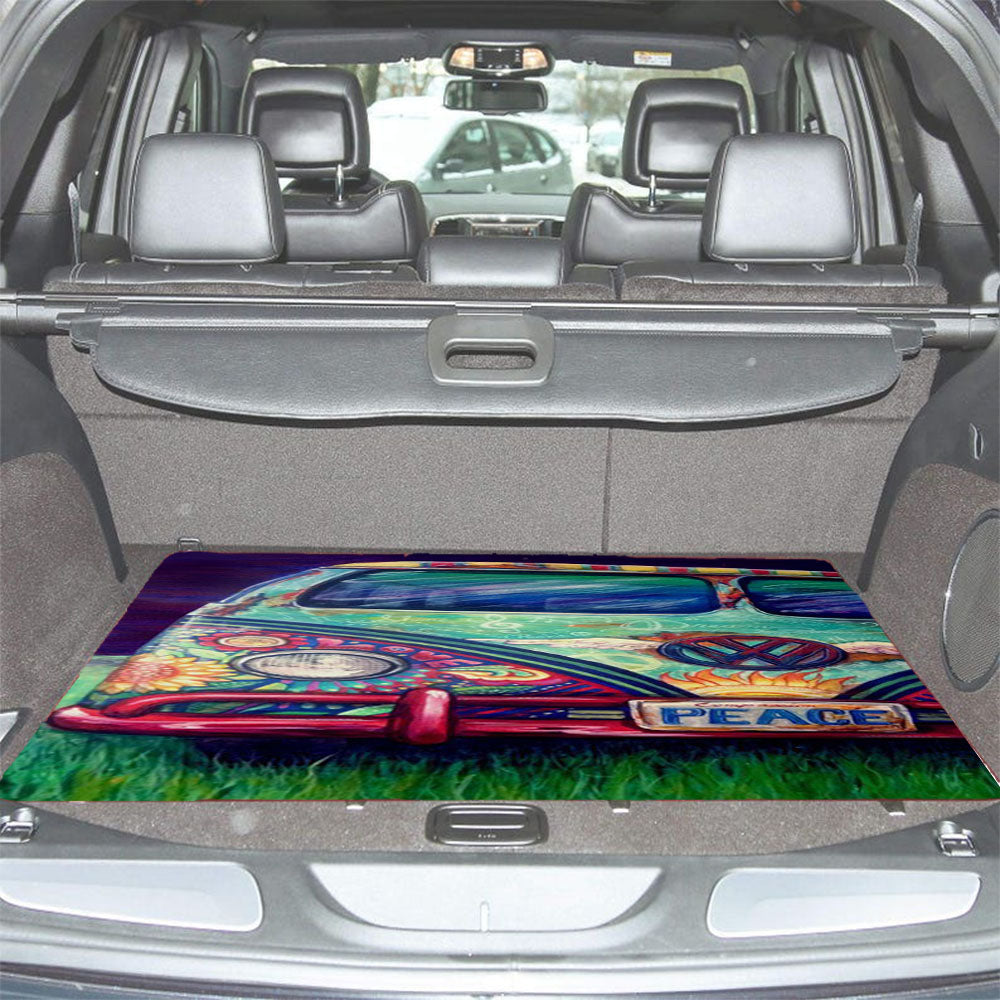 Happy Hippie Vw Car Trunk Mat Non Slip