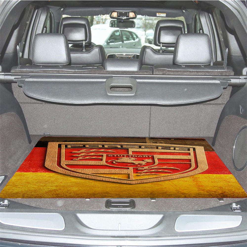 Plywood Porsche Logo Car Trunk Mat Non Slip