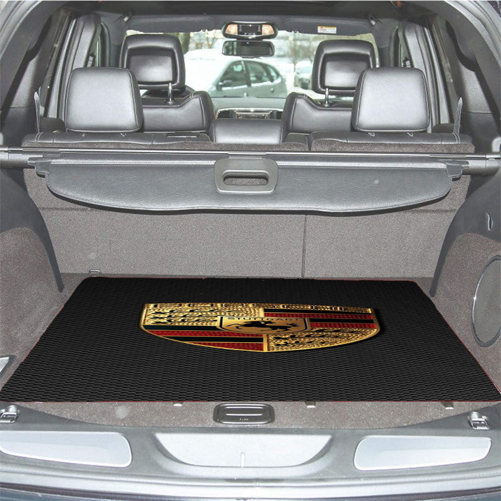 Porsche Carbon Emblem Logo Car Trunk Mat Non Slip