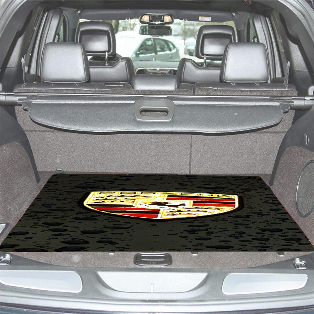 Porsche Logo Emblem Car Illustration Art Dark Car Trunk Mat Non Slip