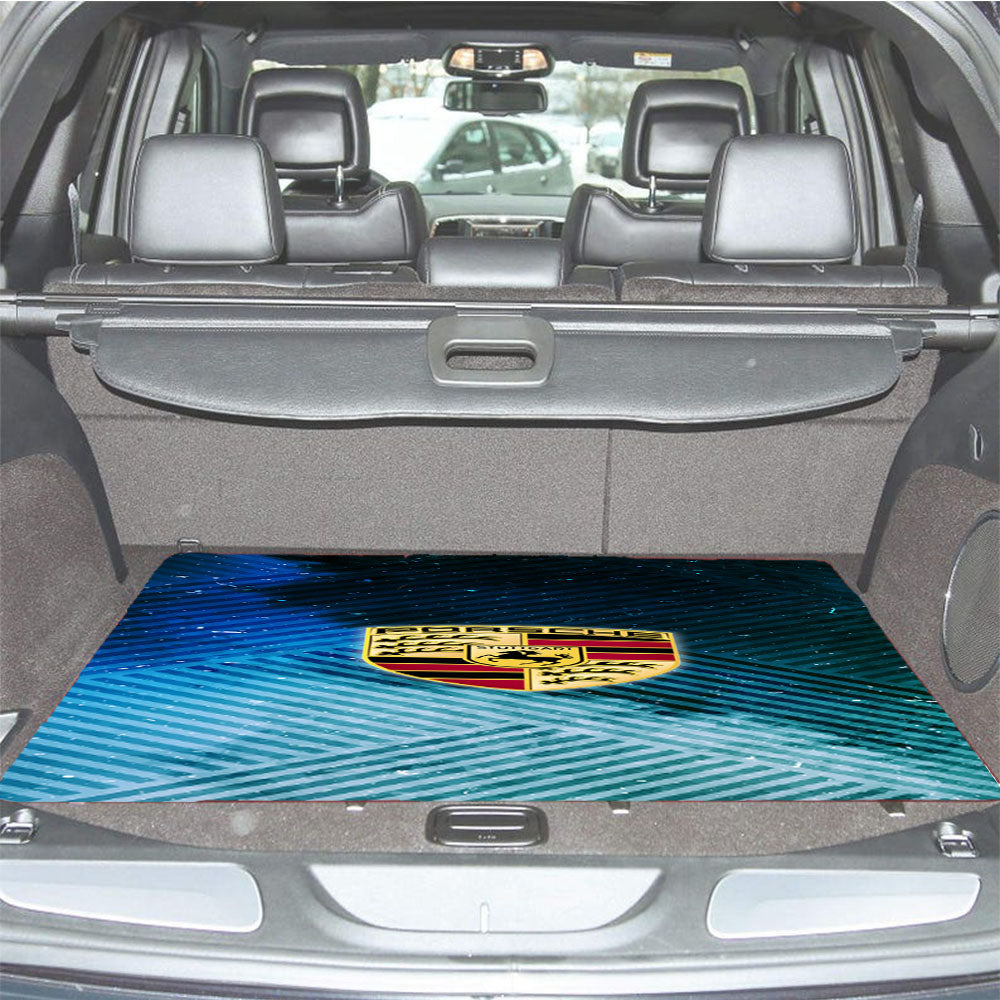 Porsche Logo Stripes Art Car Trunk Mat Non Slip