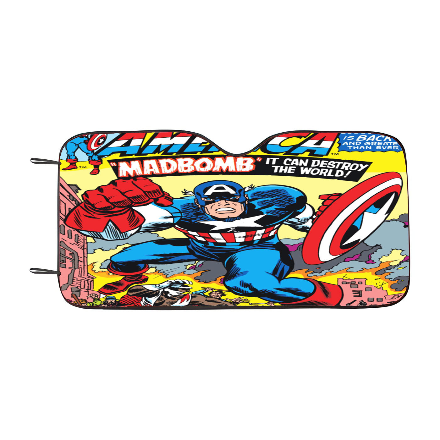 Captain America Madbomb Book Cover Car Auto Sun Shade Windshield Cover