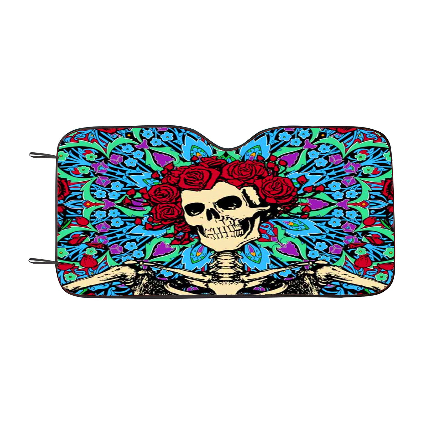 Grateful Dead Skeleton Roses Car Auto Sun Shade Windshield Cover