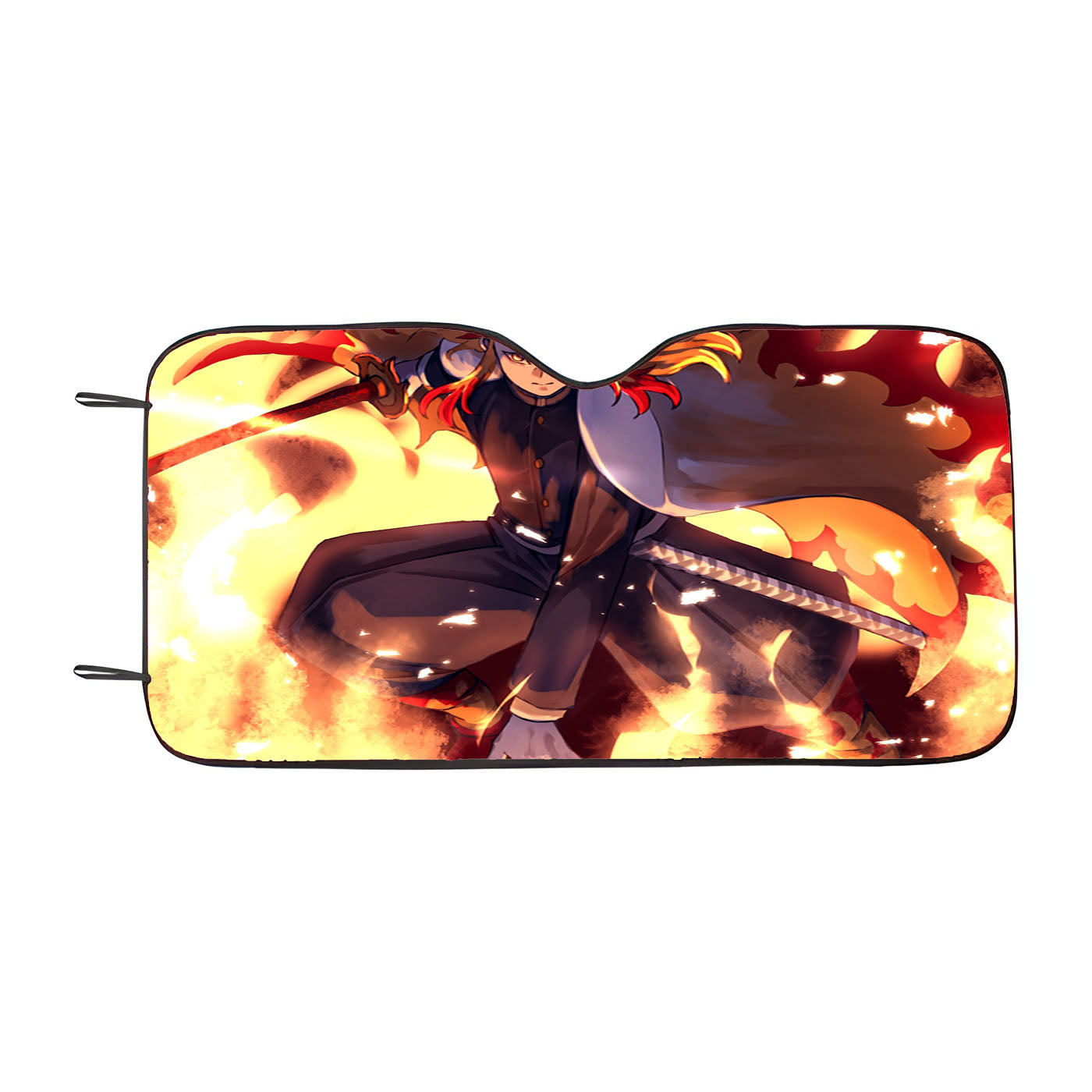 Kyojuro Rengoku Fire Power Demon Slayer Car Auto Sun Shade Windshield Cover