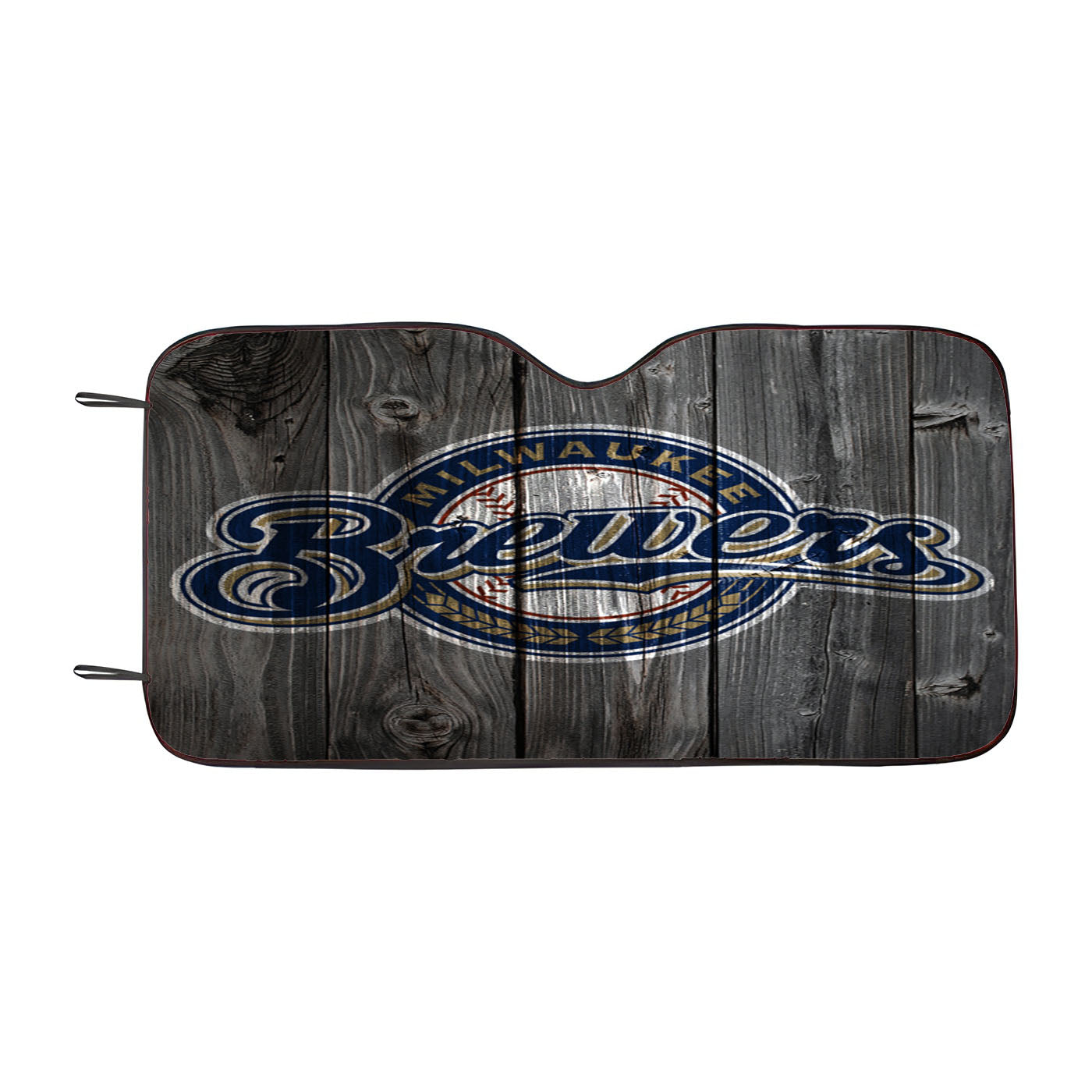 Milwaukee Brewers Mlb Logo Dark Wood Wallpaper Car Auto Sun Shade Windshield Cover