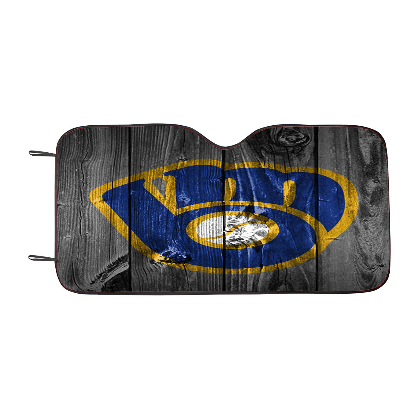 New Milwaukee Brewers Mlb Logo Dark Wood Wallpaper Car Auto Sun Shade Windshield Cover