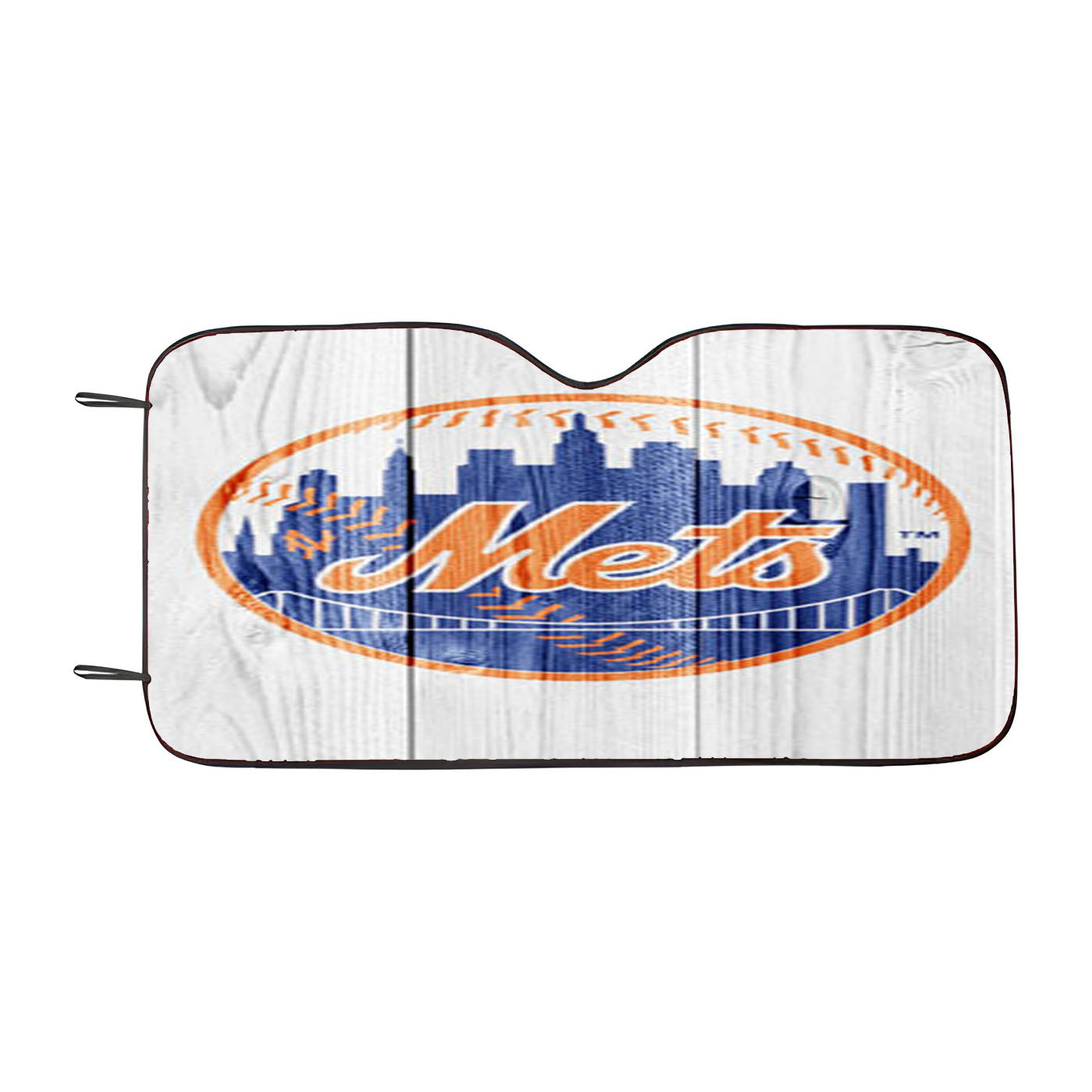 New York Mets White Wood Car Auto Sun Shade Windshield Cover
